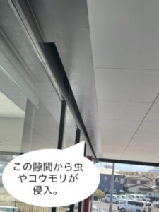 大阪市にて屋根工事〈店舗屋根コウモリ避け板金施工〉 施工前