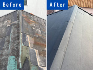 大阪市にて雨漏り修理〈スレート屋根カバー工法〉